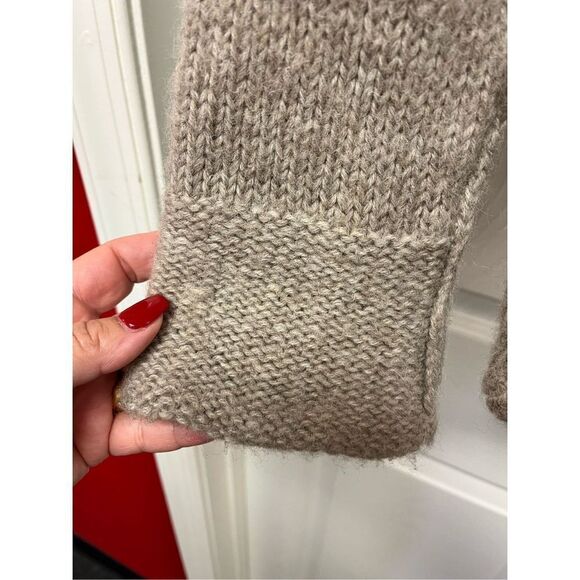 Simply Natural Tan 100% Baby Alpaca Open Front Shawl Collar Cardigan Sweater sz - Picture 5 of 7